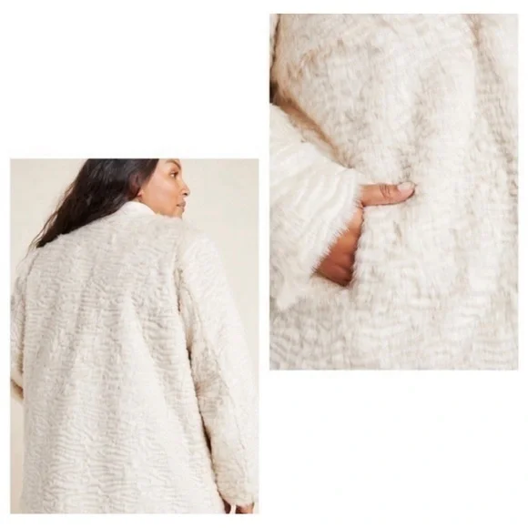 Anthropologie Noemie faux Fur Jacket Off White Color NWT SZ 1X - Picture 3 of 13